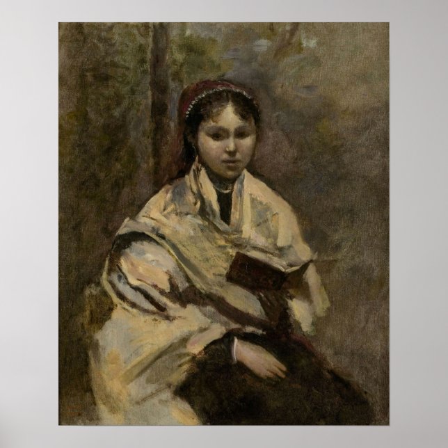 Affiche Corot - Jeune Fille Assis Avec Livre À La Main (Devant)