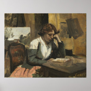 Affiche Corot - Lecture Jeune Fille