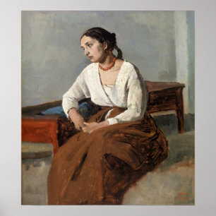 Affiche Corot - Melancholy, Italian Woman