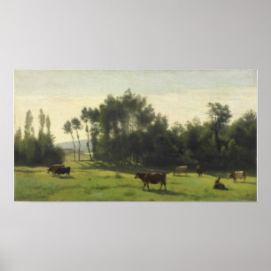 Affiche Corot - Pâturages à l'Aurore 1845
