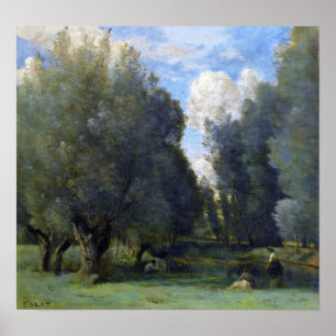 Affiche Corot - Pêche sous les saules