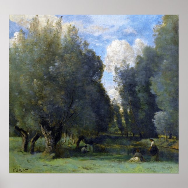 Affiche Corot - Pêche sous les saules (Devant)