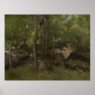 Affiche Corot - Roches dans la forêt de Fontainebleau 1860