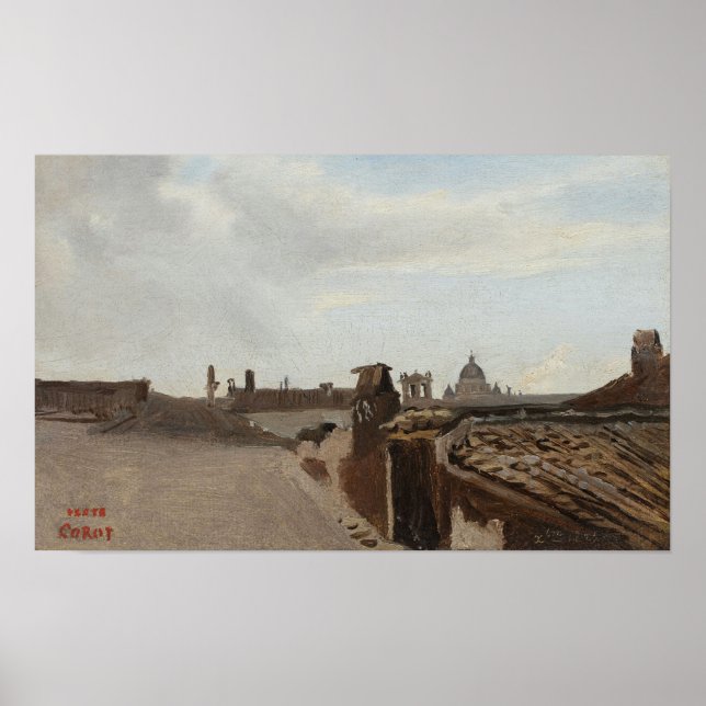 Affiche Corot - Rome Vue De La Fenêtre 1825 (Devant)