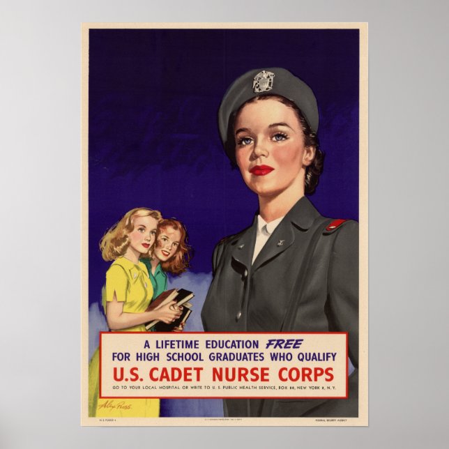 Affiche Corps des infirmières et cadets 2ème guerre mondia (Devant)