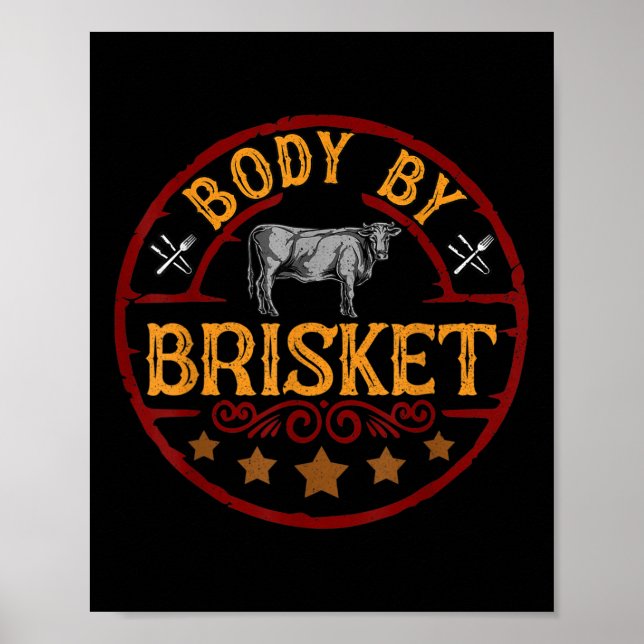 Affiche Corps Drôle Par Brisket Barbeque Barbecue Grillade (Devant)