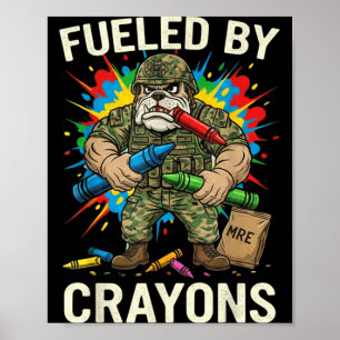 Affiche Corps Militaire Bulldog Crayon Mangeur Soldat