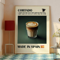 Cortado Coffee Wall Art, Espagnol Espresso Boire