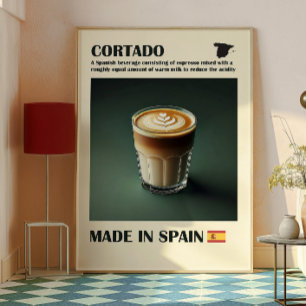 Affiche Cortado Coffee Wall Art, Espagnol Espresso Boire