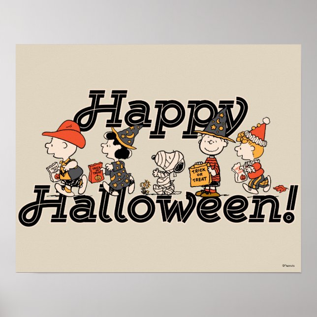 Affiche Cortège joyeux d'Halloween de la bande de Peanuts (Devant)