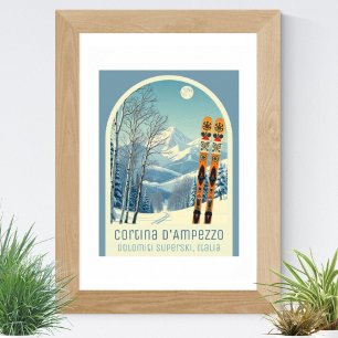 Affiche Cortina d’Ampezzo Dolomiti Superski Italie ski
