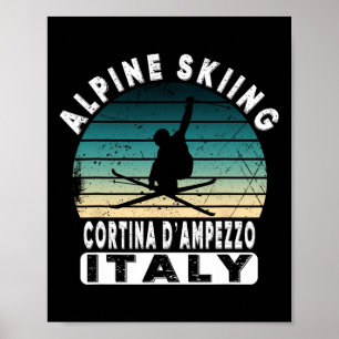 Affiche Cortina D’ampezzo Station de ski Alpes italiennes