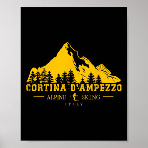 Affiche Cortina D'ampezzo Italie Station de ski Alpine Ski