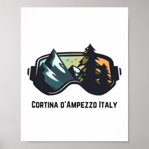 Affiche Cortina D'ampezzo Ski Italie Ski Alpin Hommes T