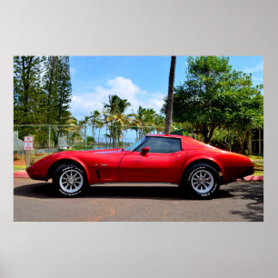 Affiche Corvette rouge Chevy