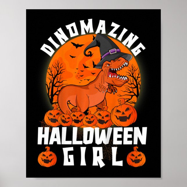 Affiche Cos Dinomazing Halloween Fille Dinosaure Drôle (Devant)