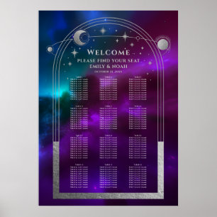 Affiche Cosmétique violet Turquoise Argent Sun Moon Stars