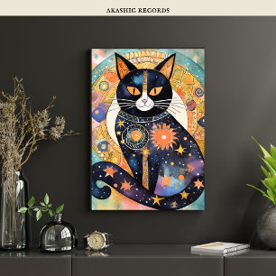 Affiche Cosmic Black Cat Art Céleste Chat Magique Esprit