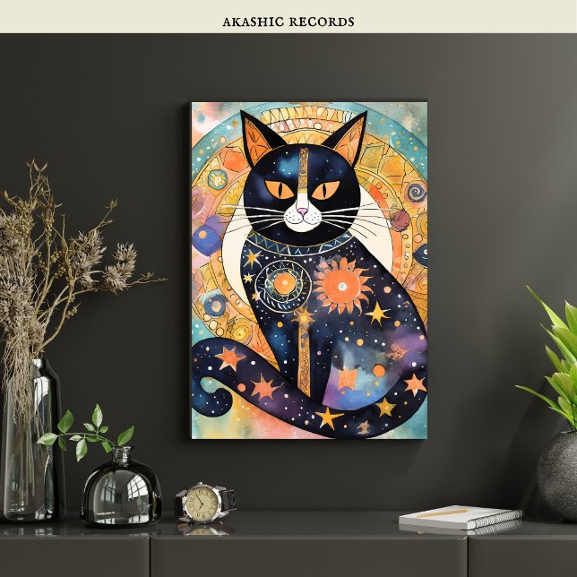 Affiche Cosmic Black Cat Art Céleste Chat Magique Esprit (Créateur téléchargé)