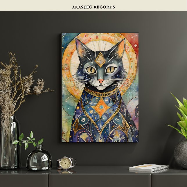 Affiche Cosmic Black Cat Art Céleste Chat Magique Esprit (Créateur téléchargé)