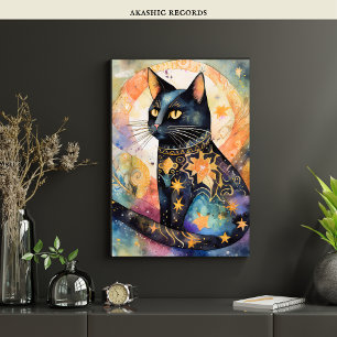 Affiche Cosmic Black Cat Art Céleste Chat Magique Esprit
