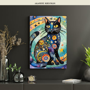 Affiche Cosmic Black Cat Art Céleste Chat Magique Esprit
