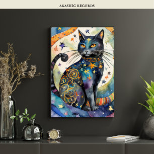 Affiche Cosmic Black Cat Art Céleste Chat Magique Esprit