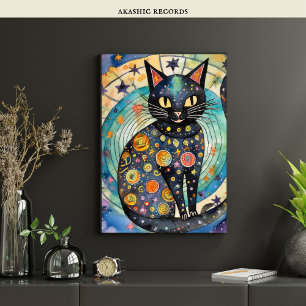 Affiche Cosmic Black Cat Art Céleste Chat Magique Esprit