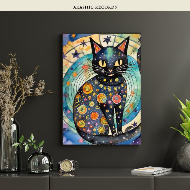 Affiche Cosmic Black Cat Art Céleste Chat Magique Esprit (Créateur téléchargé)