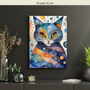 Affiche Cosmic Black Cat Art Céleste Chat Magique Esprit