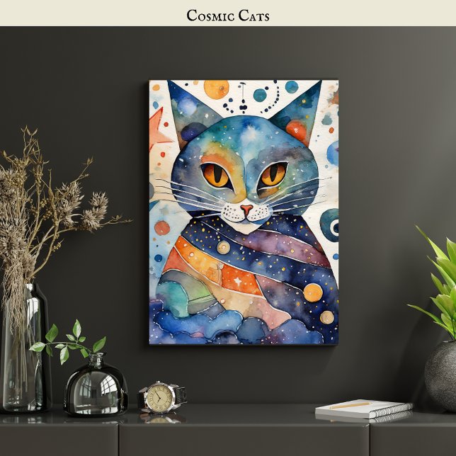 Affiche Cosmic Black Cat Art Céleste Chat Magique Esprit (Créateur téléchargé)