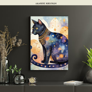 Affiche Cosmic Black Cat Art Céleste Chat Magique Esprit