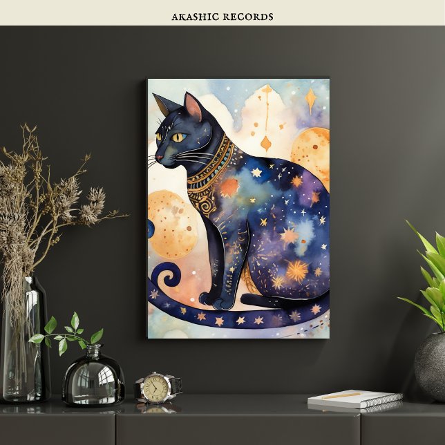 Affiche Cosmic Black Cat Art Céleste Chat Magique Esprit (Créateur téléchargé)