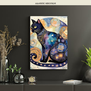 Affiche Cosmic Black Cat Art Céleste Chat Magique Esprit