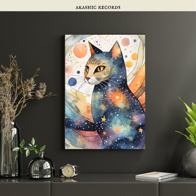 Affiche Cosmic Black Cat Art Céleste Chat Magique Esprit (Créateur téléchargé)