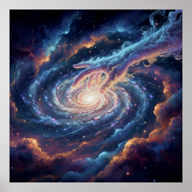 Affiche Cosmic Hand of Creation — Surreal Galaxy Art (Devant)