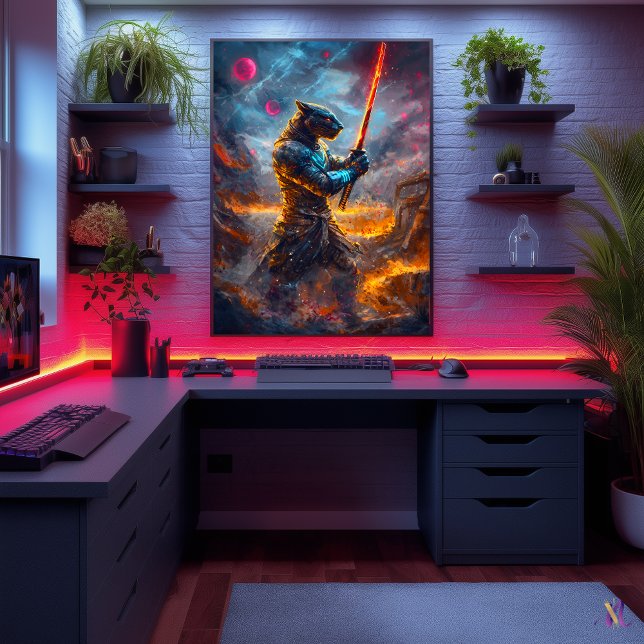 Affiche Cosmic Panther Samouraï – Maître de la Lame Célest (Créateur téléchargé)