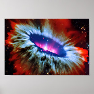 Affiche Cosmic Rouge Bleu Explosion Extérieur CosmicArt