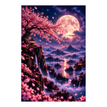 Cosmic Sakura : Fleurs de cerisier au clair de lun