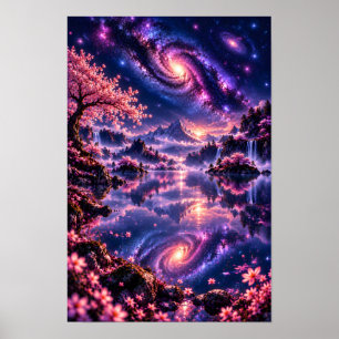 Affiche Cosmic Sakura : Galaxie Sakura Art de fleurs de ce