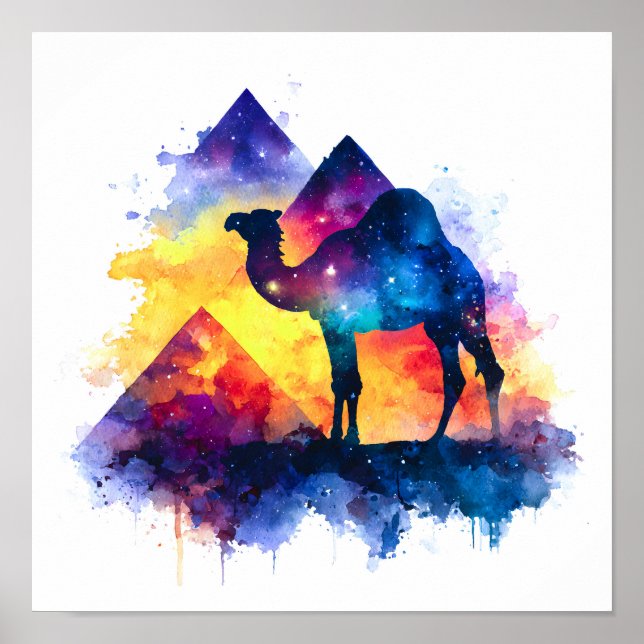 Affiche Cosmic Starry Nuit Camel égyptien Paysage (Devant)