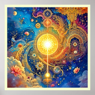 Affiche Cosmic Sun Mandala Art