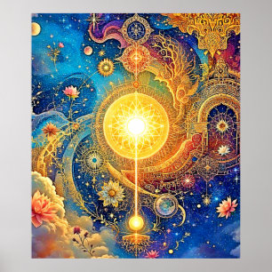 Affiche Cosmic Sun Mandala Art
