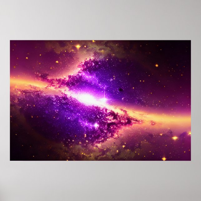 Affiche Cosmologique Purple Gold Space Nebulae Star Night  (Devant)