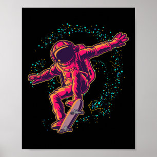 Affiche Cosmonaute de skateboard dans l'espace extérieur C