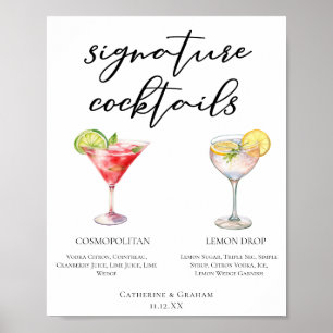 Affiche Cosmopolite Lemon Drop Signature Cocktails Menu