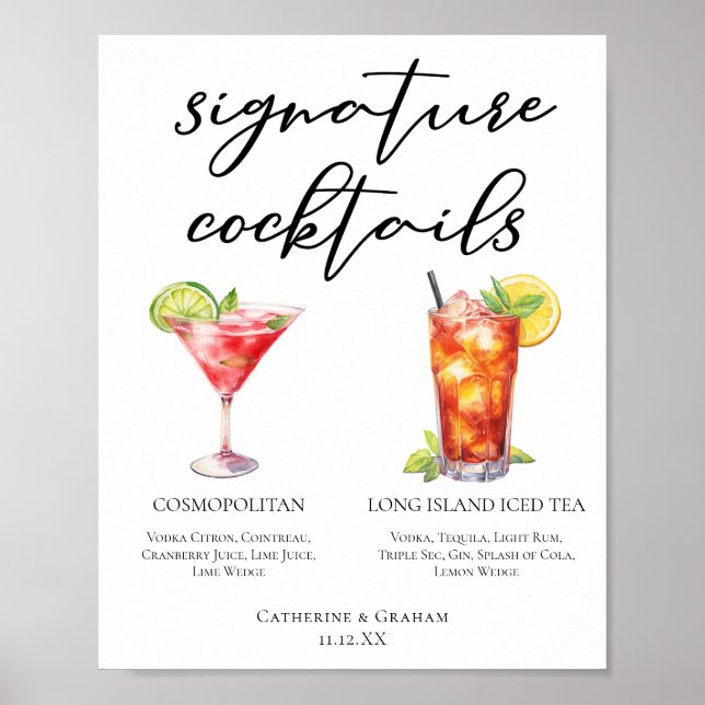 Affiche Cosmopolite Long Island Signature Cocktails Menu (Devant)