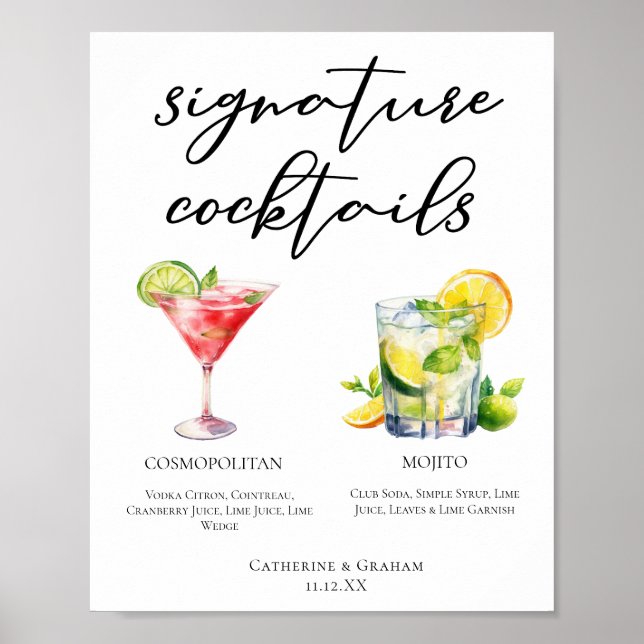 Affiche Cosmopolite Mojito Signature Cocktails Menu (Devant)