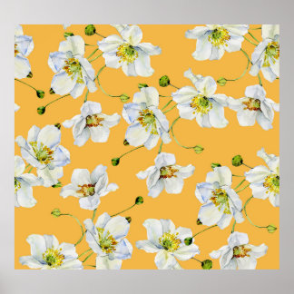 Affiche Cosmos, aquarelle, transparent, motif floral.