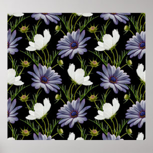 Affiche Cosmos Daisy Floral Collage sans fil